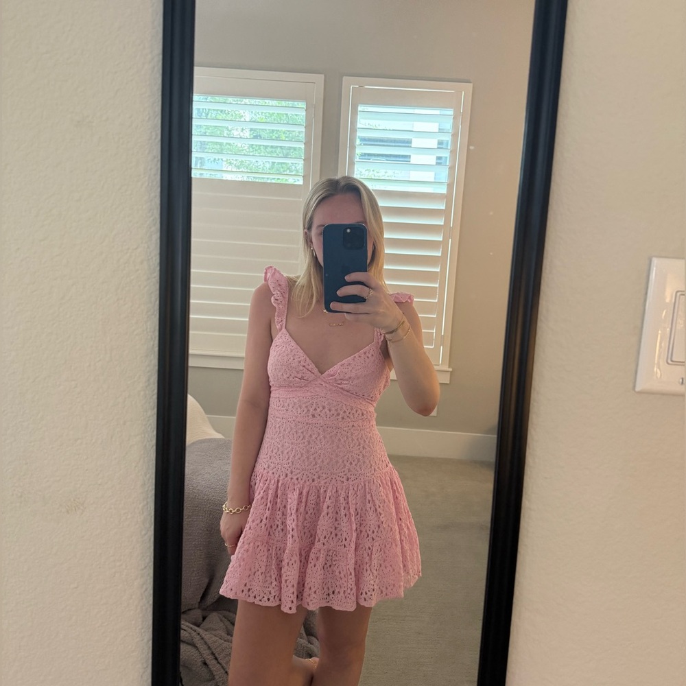 Light pink ruffled mini dress